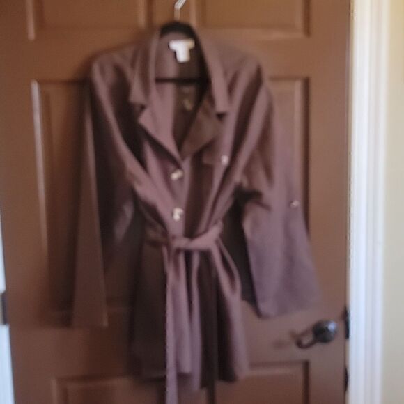 Jessica London- Linen/Rayon brown collared button down front Jacket 26W. NWT. - Picture 9 of 11